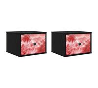 vidaXL Cabinet de Chevet Mural Aachen 2 pc Chêne Noir 36 x 33 x 25 cm, Rangement Moderne pour Chambre, Table de Nuit rectangulaire et Cabinet Mural, Meuble Pratique pour l'organisation
