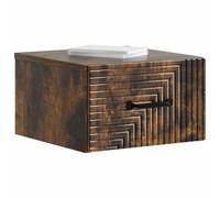 vidaXL Cabinet de Chevet Mural Chêne fumé 34,5 x 33 x 20 cm, Table de Nuit Minimaliste, Rangement spacieux, Style Moderne, utile pour la Chambre, élégant pour la déco