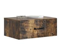 vidaXL Cabinet de Chevet Mural Chêne fumé 49 x 34,5 x 20 cm, Rangement de Nuit Compact, Tables Modernes pour Chambre, Design rectangulaire avec Plein d'espace pour Vos Essentiels