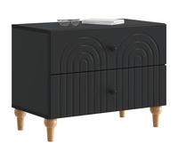 vidaXL Cabinet de Chevet Noir 62 x 34,5 x 48 cm Bois d'ingénierie, Salon Moderne, Rangement Fonctionnel pour Chambre, Table de Nuit compacte, Cabinet à Bord rayé, Table rectangulaire Simple