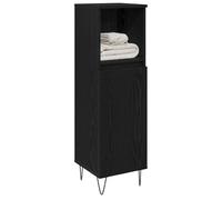 vidaXL Cabinet de Salle de Bain avec Porte Chêne Noir 30 x 30 x 100 cm, Armoire de Salle de Bain Moderne, Rangement Minimaliste, Meuble Compact, Facile à Assembler, Organisateur Pratique