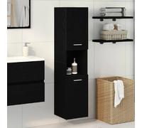 vidaXL Cabinet de Salle de Bain avec Porte Chêne Noir 30 x 30 x 130 cm, Design de Salle de Bain Moderne, Meuble rectangulaire, Rangement spacieux, Armoire Murale, Solutions Gain de Place