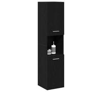vidaXL Cabinet de Salle de Bain avec Porte Chêne Noir 30 x 30 x 130 cm, Design de Salle de Bain Moderne, Meuble rectangulaire, Rangement spacieux, Armoire Murale, Solutions Gain de Place