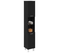 vidaXL Cabinet de Salle de Bain avec Porte Chêne Noir 30 x 30 x 179 cm, Rangement Salle de Bain, Armoire compacte, Design Moderne, étagère Robuste, Organisateur Pratique, Solutions essentielles
