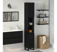vidaXL Cabinet de salle de bain avec porte Chêne noir 30 x 30 x 190 cm