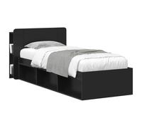 vidaXL Cabinet de Tête de Lit avec Stockage Noir Bois d'ingénierie, Tête de lit en Bois U Moderne, Armoire Multifonction, rangements, Meuble pour Chambre, Design Contemporain