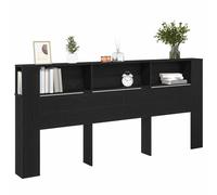vidaXL Cabinet de Tête de Lit Chêne Noir 220 x 18,5 x 102,5 cm, Essentiels pour la Chambre, tête de lit Moderne, Solutions de Rangement décoratives, Meubles muraux Pratiques