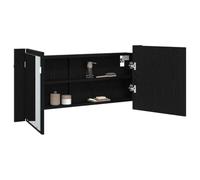 vidaXL Cabinet Miroir LED avec étagère Chêne Noir 100 x 12 x 45 cm, Miroir de Salle de Bain rectangulaire Moderne, Armoire éclairée LED, Rangement Mural en Bois conçu