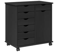 vidaXL Cabinet Roulant 63,5 x 39 x 65,5 cm Bois de Pin Massif Noir