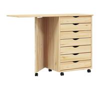 vidaXL Cabinet roulant avec bureau Moss - vernis transparent, bois de pin, avec roue