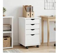 vidaXL Cabinet roulant Blanc 34 x 39 x 56 cm Bois de Pin Massif, Boîte de Rangement Rectangulaire, Durable, Organisateur pour Maison, Bureau, Cuisine, Facile à Utiliser, Polyvalent, Résistant, Écologi