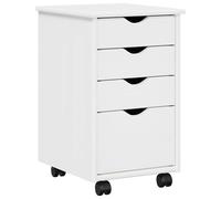 vidaXL Cabinet roulant avec roue Blanc 34 x 39 x 56 cm Pin massif, Armoire de rangement minimaliste, grand meuble en pin, organisé mobile pour maison, bureau intérieur, salon