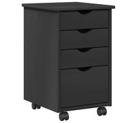 vidaXL Cabinet roulant avec roue Gris 34 x 39 x 56 cm Pin massif, Armoire de rangement minimaliste, grand meuble en pin, organisé mobile pour maison, bureau intérieur, salon