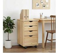 vidaXL Cabinet Roulant avec Roue Marron 34 x 39 x 56 cm Pin Massif, Armoire de Rangement Minimaliste, Grand Meuble en pin, organisé Mobile pour Maison, Bureau intérieur, Salon
