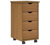 vidaXL Cabinet Roulant avec Roue Marron Miel 34 x 39 x 65,5 cm, Meuble Roulant Minimaliste, en pin, Rangement rectangulaire, tiroirs spacieux, Parfait pour Bureau ou Chambre