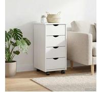 vidaXL Cabinet Roulant Blanc 34 x 39 x 65,5 cm Bois de Pin Massif, Meuble Roulant Minimaliste, en pin, Rangement rectangulaire, tiroirs spacieux, Parfait pour Bureau ou Chambre