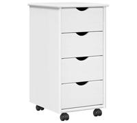 vidaXL Cabinet Roulant Blanc 34 x 39 x 65,5 cm Bois de Pin Massif, Meuble Roulant Minimaliste, en pin, Rangement rectangulaire, tiroirs spacieux, Parfait pour Bureau ou Chambre