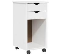 vidaXL Cabinet Roulant Blanc 34 x 39 x 65,5 cm Pin Massif, Bureau d'étude, Design Minimaliste rectangulaire, Grand Espace de Rangement, roulettes pour Bureau à Domicile
