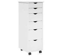 vidaXL Cabinet Roulant Blanc 34 x 39 x 93,5 cm Bois de Pin Massif, Mobilier d'étude, Cabinet Roulant Minimaliste, Grand Espace de Rangement, Organisateur Moderne pour Bureau à Domicile
