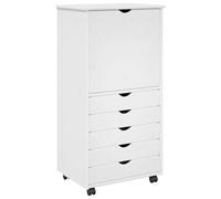 vidaXL Cabinet Roulant Blanc 53 x 39 x 103 cm Bois de Pin Massif, Rangements spacieux, Cabinet Roulant Pratique, Solutions intérieures, Organisateur Polyvalent, Meuble en pin
