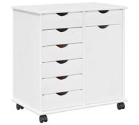 vidaXL Cabinet roulant Blanc 63,5 x 39 x 65,5 cm Bois de Pin Massif