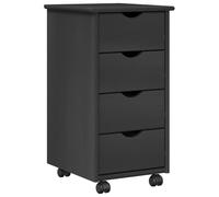 vidaXL Cabinet Roulant Gris 34 x 39 x 65,5 cm Bois de Pin Massif, Meuble Roulant Minimaliste, en pin, Rangement rectangulaire, tiroirs spacieux, Parfait pour Bureau ou Chambre
