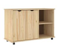 vidaXL Cabinet Roulant Marron 100 x 39 x 65,5 cm Bois de Pin Massif, Armoire étudiante, Meuble Mobile en Bois, Style Minimaliste, Espace tiroir Pratique pour Bureau à Domicile