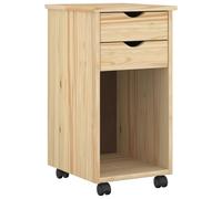 vidaXL Cabinet Roulant Marron 34 x 39 x 65,5 cm Pin Massif, Bureau d'étude, Design Minimaliste rectangulaire, Grand Espace de Rangement, roulettes pour Bureau à Domicile