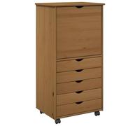 vidaXL Cabinet Roulant Marron Miel 53 x 39 x 103 cm Bois de Pin Massif, Rangements spacieux, Cabinet Roulant Pratique, Solutions intérieures, Organisateur Polyvalent, Meuble en pin