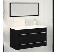 vidaXL Cabinet sous lavabo avec lavabo intégré chêne noir Bois d'ingénierie