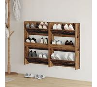 Vidaxl Cabinets À Chaussures Muraux 2 Pcs Vieux Bois 60 X 18 X 60 Cm
