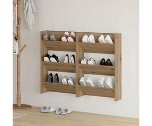 Vidaxl Cabinets À Chaussures Muraux Avec Étagère Autre 2 Pcs Chêne Artisanal
