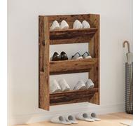 Vidaxl Cabinets À Chaussures Muraux Vieux Bois 60 X 18 X 60 Cm