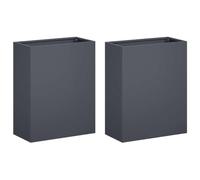 vidaXL Cache-Pot de Jardin 2 pc Anthracite 40 x 20 x 50 cm, Vase de Jardin Moderne, Rectangulaire, Résistant aux Intempéries, Idéal pour Fleurs et Plantes