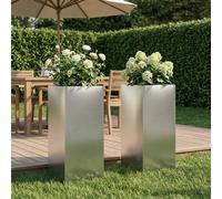 vidaXL Cache-pot de jardin 2 pc Argenté 20 x 20 x 40 cm