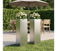 vidaXL Cache-pot de jardin 2 pc Argenté 20 x 20 x 75 cm
