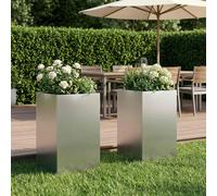vidaXL Cache-pot de jardin 2 pc Argenté 30 x 30 x 40 cm