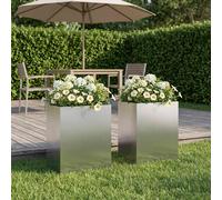 vidaXL Jardinières pour plantes, lot de 2, argent, 40 x 30 x 40 cm, en acier inoxydable