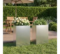 vidaXL Cache-pot de jardin 2 pc Argenté 40 x 30 x 75 cm
