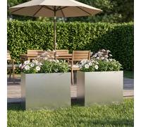 vidaXL Cache-pot de jardin 2 pc Argenté 50 x 20 x 40 cm