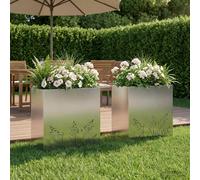 vidaXL Cache-pot de jardin 2 pc Argenté 50 x 30 x 49 cm