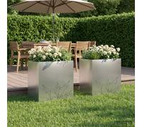 vidaXL Jardinières pour plantes, lot de 2, argent, 50 x 30 x 49 cm, en acier inoxydable