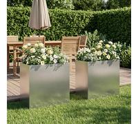 vidaXL Jardinières pour plantes, lot de 2, argent, 50 x 30 x 50 cm, acier inoxydable
