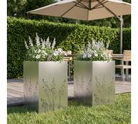 vidaXL Cache-pot de jardin 2 pc Argenté 50 x 50 x 75 cm
