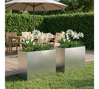 vidaXL Cache-pot de jardin 2 pc Argenté 60 x 30 x 40 cm