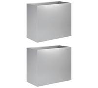 vidaXL Cache-Pot de Jardin 2 pc Argenté 60 x 30 x 40 cm, Vase de Jardin Moderne, Rectangulaire, Résistant aux Intempéries, Idéal pour Fleurs et Plantes