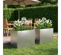 vidaXL Cache-pot de jardin 2 pc Argenté 60 x 40 x 50 cm