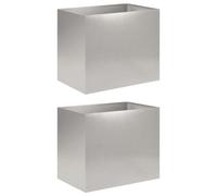 vidaXL Cache-Pot de Jardin 2 pc Argenté 60 x 40 x 50 cm, Vase de Jardin Moderne, Rectangulaire, Résistant aux Intempéries, Idéal pour Fleurs et Plantes