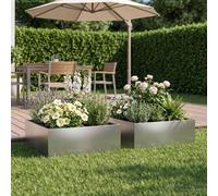 vidaXL Jardinières pour plantes, lot de 2, argent, 60 x 60 x 20 cm, acier inoxydable