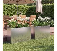 vidaXL Cache-pot de jardin 2 pc Argenté 80 x 20 x 49 cm